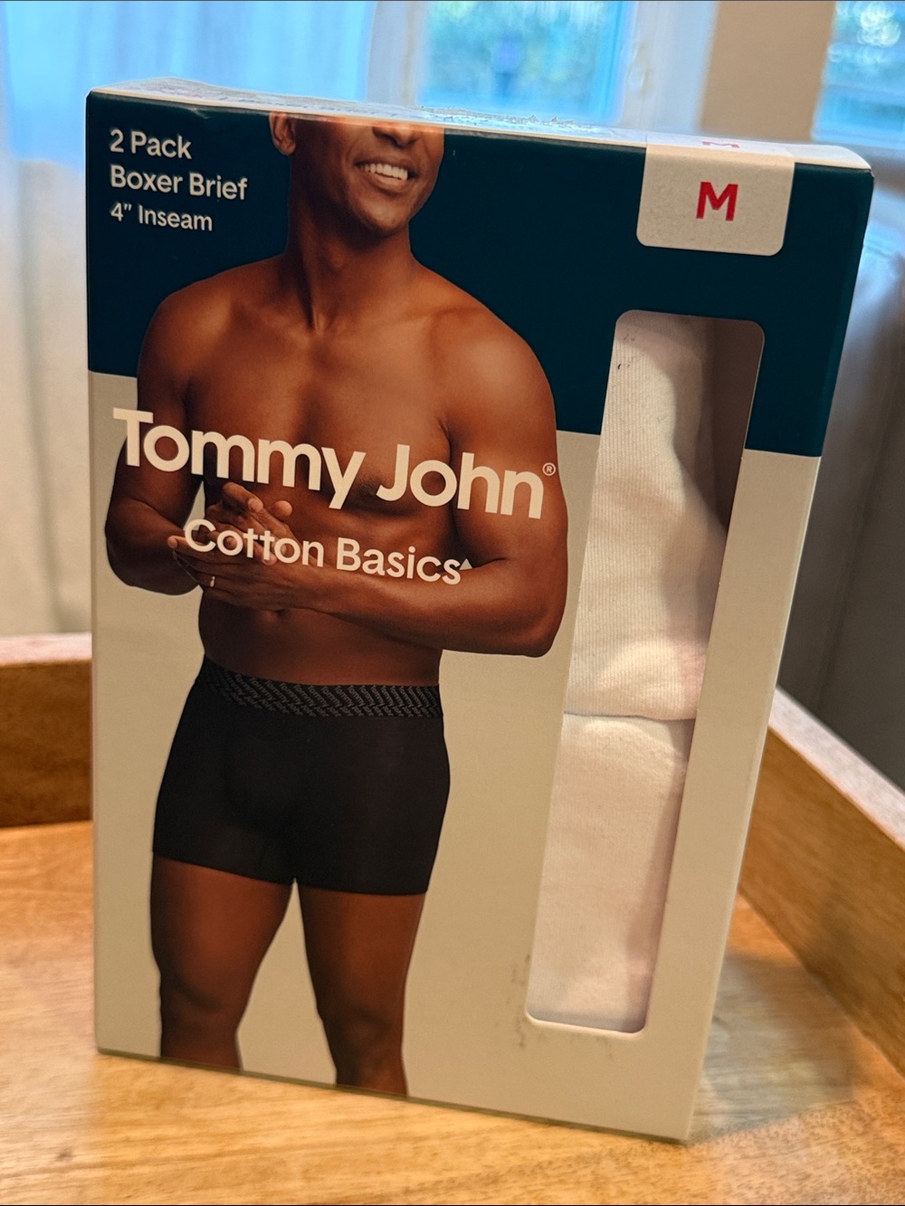 Tommy‎ John Cotton Basics Boxer Brief 2-Pack Mens Medium 4" Inseam White NWT